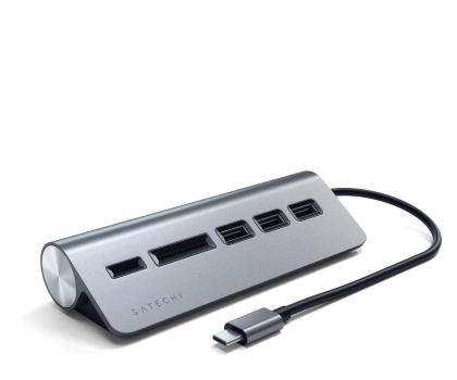 Hub USB Satechi Aluminium - hub USB-C (czytnik kart micro/SD, 3x USB-A) SATSTTCHCRM
